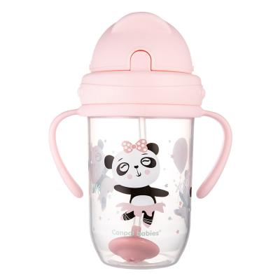 Canpol babies Exotic Animals Non-Spill Expert Cup With Weighted Straw Pink Căni pentru copii 270 ml