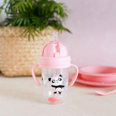 Canpol babies Exotic Animals Non-Spill Expert Cup With Weighted Straw Pink Căni pentru copii 270 ml