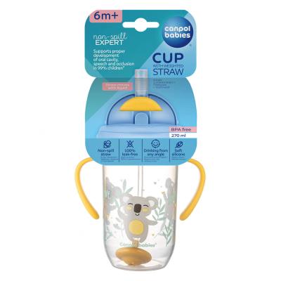 Canpol babies Exotic Animals Non-Spill Expert Cup With Weighted Straw Yellow Căni pentru copii 270 ml