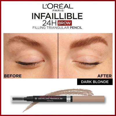 L&#039;Oréal Paris Infaillible Brows 24H Filling Triangular Pencil Creion pentru femei 1 ml Nuanţă 06 Dark Blonde