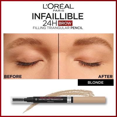 L&#039;Oréal Paris Infaillible Brows 24H Filling Triangular Pencil Creion pentru femei 1 ml Nuanţă 07 Blonde