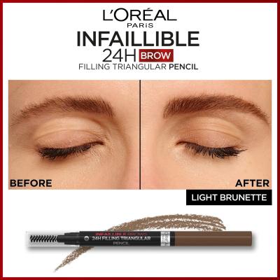 L&#039;Oréal Paris Infaillible Brows 24H Filling Triangular Pencil Creion pentru femei 1 ml Nuanţă 05 Brunette