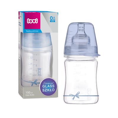 LOVI Baby Shower Glass Bottle Blue 0m+ Biberoane pentru copii 150 ml