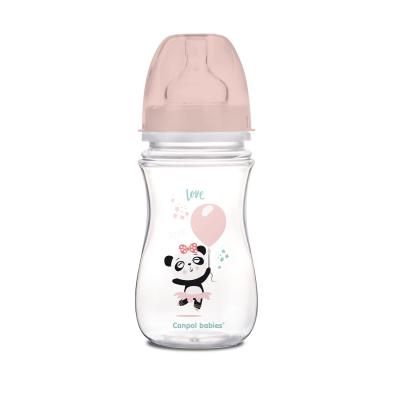 Canpol babies Exotic Animals Easy Start Anti-Colic Bottle Pink 3m+ Biberoane pentru copii 240 ml