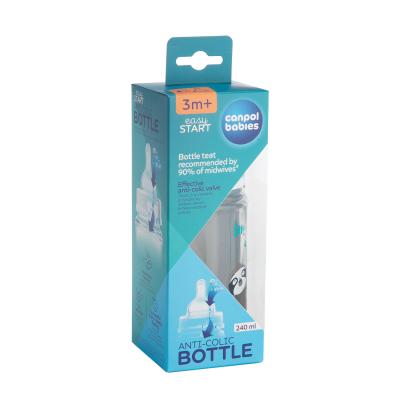 Canpol babies Exotic Animals Easy Start Anti-Colic Bottle Blue 3m+ Biberoane pentru copii 240 ml