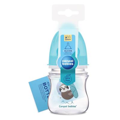 Canpol babies Exotic Animals Easy Start Anti-Colic Bottle Blue 0m+ Biberoane pentru copii 120 ml