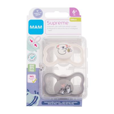 MAM Supreme Silicone Pacifier 6m+ White & Grey Suzete pentru copii 2 buc