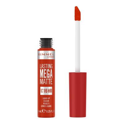 Rimmel London Lasting Mega Matte Liquid Lip Colour Ruj de buze pentru femei 7,4 ml Nuanţă Scarlet Flames