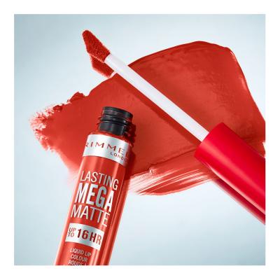 Rimmel London Lasting Mega Matte Liquid Lip Colour Ruj de buze pentru femei 7,4 ml Nuanţă Scarlet Flames