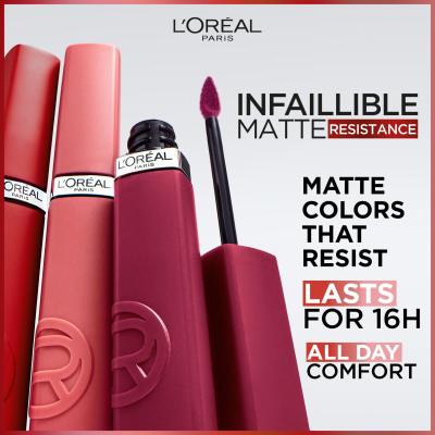 L&#039;Oréal Paris Infaillible Matte Resistance Lipstick Ruj de buze pentru femei 5 ml Nuanţă 245 French Kiss