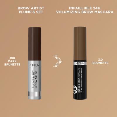 L&#039;Oréal Paris Infaillible Brows Volumizing Eyebrow Mascara Mascara sprâncene pentru femei 4,4 ml Nuanţă 3.0 Brunette