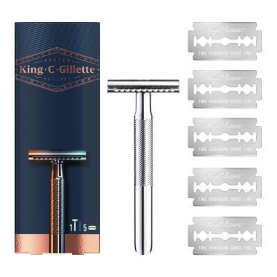 Gillette King C. Double Edge Safety Razor Aparate de ras pentru bărbați Set