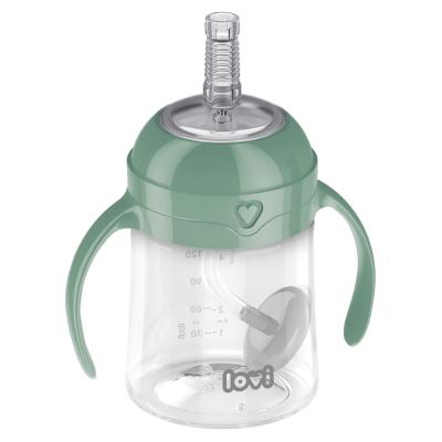 LOVI First Cup With Weighted Straw Green 6m+ Căni pentru copii 150 ml