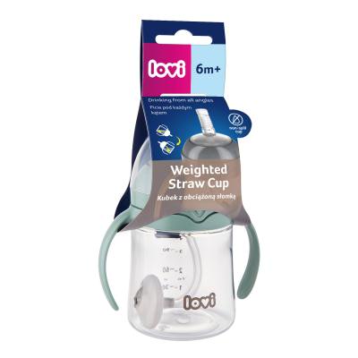 LOVI First Cup With Weighted Straw Green 6m+ Căni pentru copii 150 ml