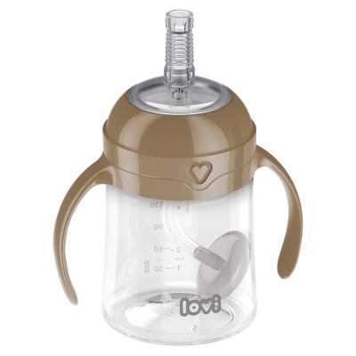 LOVI First Cup With Weighted Straw Brown 6m+ Căni pentru copii 150 ml