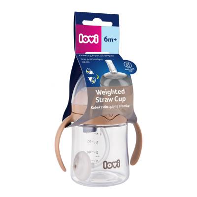 LOVI First Cup With Weighted Straw Brown 6m+ Căni pentru copii 150 ml