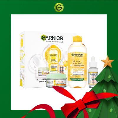 Garnier Skin Naturals Vitamin C Set cadou cremă gel de zi Skin Naturals Vitamin C Glow Jelly Daily Care 50 ml + ser pentru luminozitate Skin Naturals Vitamin C Brightening Super Serum 30 ml + apa micelara Skin Naturals Micellar Vitamin C 400 ml