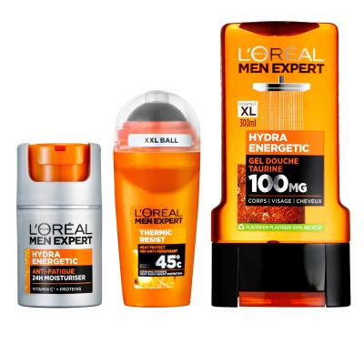 L&#039;Oréal Paris Men Expert Hydra Energetic Set cadou cremă hidratantă de zi Men Expert Hydra Energetic 50 ml + gel de duș Men Expert Hydra Energetic 300 ml + antiperspirant Men Expert Thermic Resist 50 ml