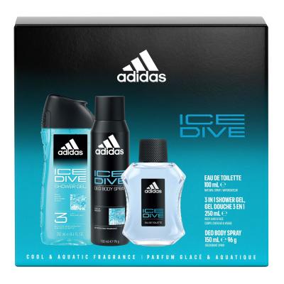 Adidas Ice Dive Set cadou Apă de toaletă 100 ml + deodorant 150 ml + gel de duș 250 ml