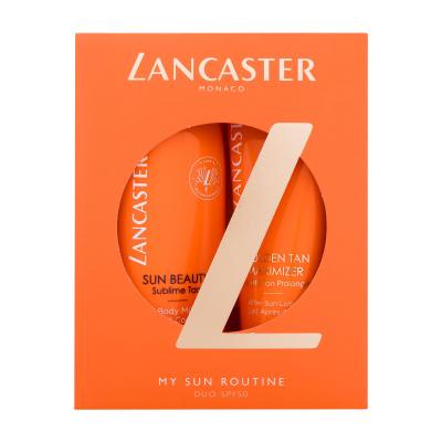 Lancaster Sun Beauty My Sun Routine Set cadou Lotiune pentru bronzare Sun Beauty Sublime Tan Milk SPF50 175 ml + lotiune dupa bronzat Golden Tan Maximizer After Sun Lotion 125 ml