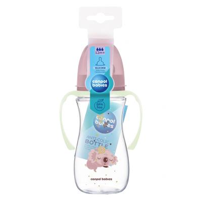 Canpol babies Sleepy Koala Easy Start Anti-Colic Bottle Pink 12m+ Biberoane pentru copii 300 ml