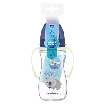 Canpol babies Sleepy Koala Easy Start Anti-Colic Bottle Blue 12m+ Biberoane pentru copii 300 ml