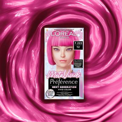 L&#039;Oréal Paris Préférence Meta Vivids Vopsea de păr pentru femei 75 ml Nuanţă 7.222 Meta Pink