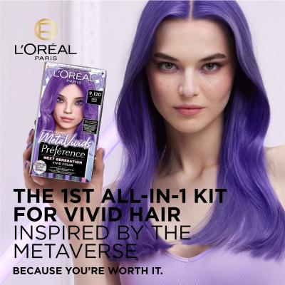 L&#039;Oréal Paris Préférence Meta Vivids Vopsea de păr pentru femei 75 ml Nuanţă 9.120 Meta Lilac