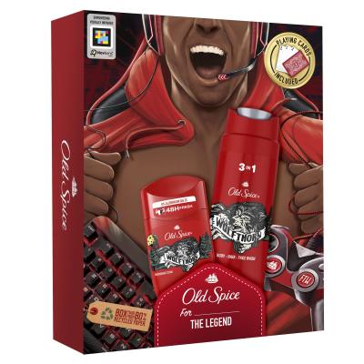 Old Spice Wolfthorn Set cadou Deostick 50 ml + gel de duș 3în1 250 ml + cărți de joc