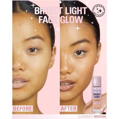 Makeup Revolution London Bright Light Face Glow Fond de ten pentru femei 23 ml Nuanţă Illuminate Medium