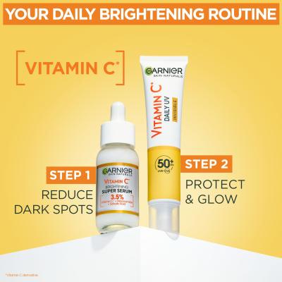 Garnier Skin Naturals Vitamin C Set cadou Ser facial Skin Naturals Vitamin C Brightening Super Serum 30 ml + fluid facial de zi Skin Naturals Vitamin C Daily UV Invisible SPF50 40 ml