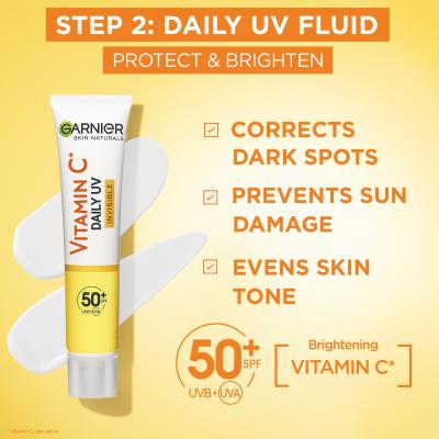 Garnier Skin Naturals Vitamin C Set cadou Ser facial Skin Naturals Vitamin C Brightening Super Serum 30 ml + fluid facial de zi Skin Naturals Vitamin C Daily UV Invisible SPF50 40 ml