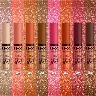 NYX Professional Makeup Butter Gloss Bling Luciu de buze pentru femei 8 ml Nuanţă 01 Bring The Bling