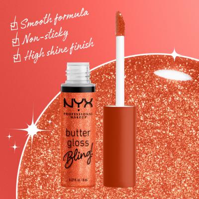 NYX Professional Makeup Butter Gloss Bling Luciu de buze pentru femei 8 ml Nuanţă 06 Shimmer Down