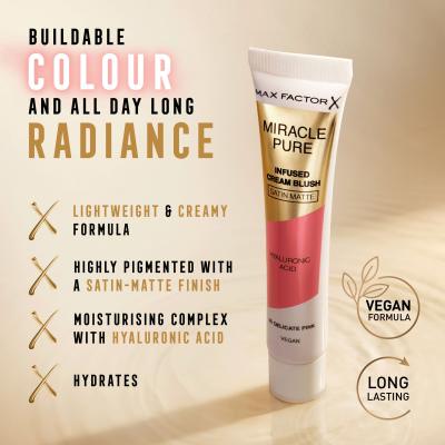 Max Factor Miracle Pure Infused Cream Blush Fard de obraz pentru femei 15 ml Nuanţă 07 Warm Sienna