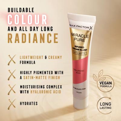 Max Factor Miracle Pure Infused Cream Blush Fard de obraz pentru femei 15 ml Nuanţă 05 Delicate Pink