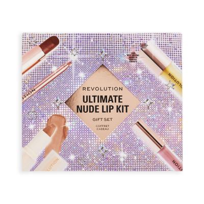 Makeup Revolution London Ultimate Nude Lip Kit Set cadou Ruj Satin Kiss 3,2 g Chauffeur Nude + ruj Lip Allure Soft Satin 3,2 g Chauffeur Nude + luciu de buze Vinyl Lipgloss 2,5 ml Chauffeur Nude + luciu de buze Vinyl Lipgloss 2,5 ml Clear + luciu de buze Shimmer Bomb 4,5 ml Light Catcher + creion de