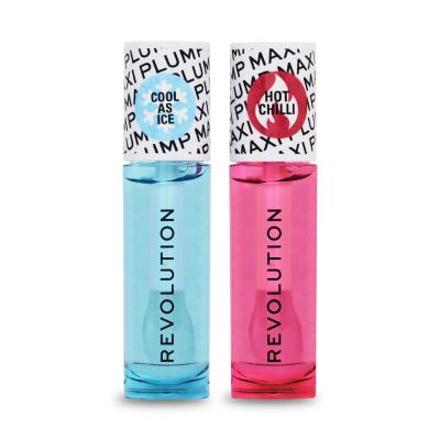 Makeup Revolution London Maxi Plump Lip Duo Set cadou Luciu de buze Maxi Plump Pout Bomb Cool As Ice 6 ml + luciu de buze Maxi Plump Pout Bomb Hot As Chilli 6 ml