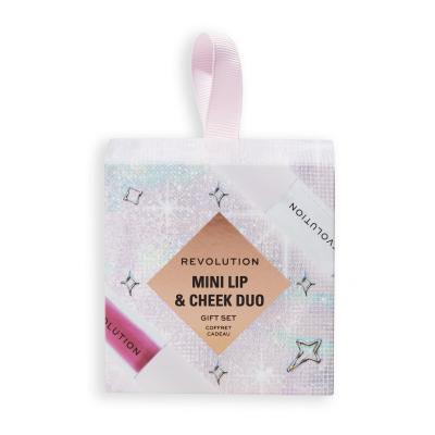 Makeup Revolution London Mini Lip &amp; Cheek Duo Set cadou Luciu de buze Shimmer Bomb 1,4 ml White Shimmer + blush lichid Blush Bomb 1,4 ml Cute Pink