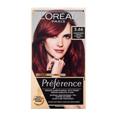 L&#039;Oréal Paris Préférence Vopsea de păr pentru femei 60 ml Nuanţă 3.66/P37 Cutie cu defect