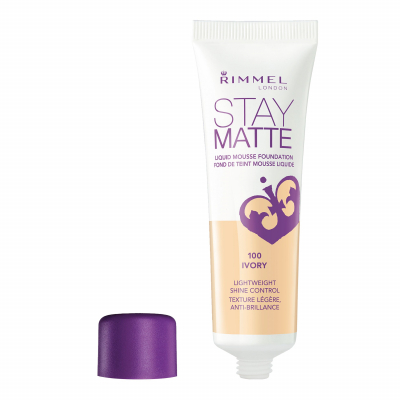 Rimmel London Stay Matte Liquid Mousse Foundation Fond de ten pentru femei 30 ml Nuanţă 100 Ivory