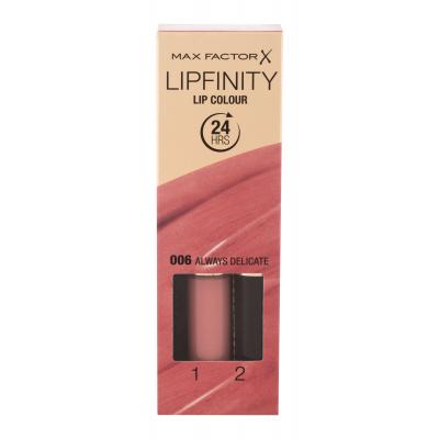 Max Factor Lipfinity Lip Colour Ruj de buze pentru femei 4,2 g Nuanţă 006 Always Delicate