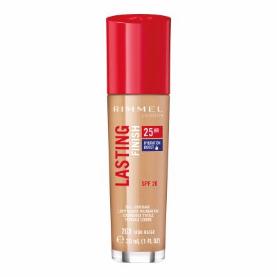 Rimmel London Lasting Finish 25H SPF20 Fond de ten pentru femei 30 ml Nuanţă 203 True Beige