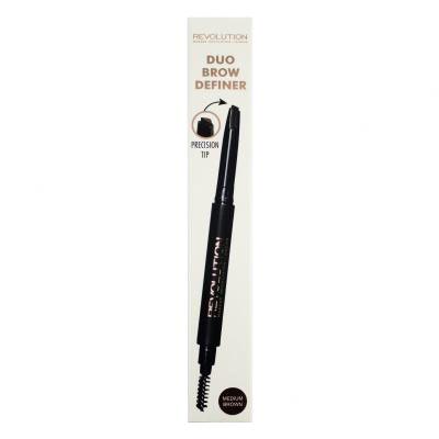 Makeup Revolution London Duo Brow Definer Creion pentru femei 0,15 g Nuanţă Medium Brown