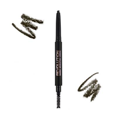 Makeup Revolution London Duo Brow Definer Creion pentru femei 0,15 g Nuanţă Dark Brown