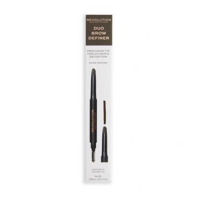 Makeup Revolution London Duo Brow Definer Creion pentru femei 0,15 g Nuanţă Dark Brown