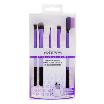 Real Techniques Brushes Eyes Enhanced Eye Kit Set cadou Pensula pentru fard de pleoape 1 buc + Pensula pentru umbre 1 buc + Pensula pentru smoky eye 1 buc +Pensula pentru tus 1 buc + Perie de sprancene 1 buc + ambalaj