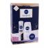 Nivea Skin Sensation Set cadou Gel de duș Creme Sensitive 250 ml + antiperspirant alb-negru Clear Invisible 150 ml + cremă universală Creme 30 ml