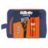 Gillette Fusion5 Set cadou Aparat de ras Fusion5 1 buc. + capete de schimb Fusion5 3 buc. + gel de ras Fusion Shave Gel Sensitive 200 ml + geantă cosmetică