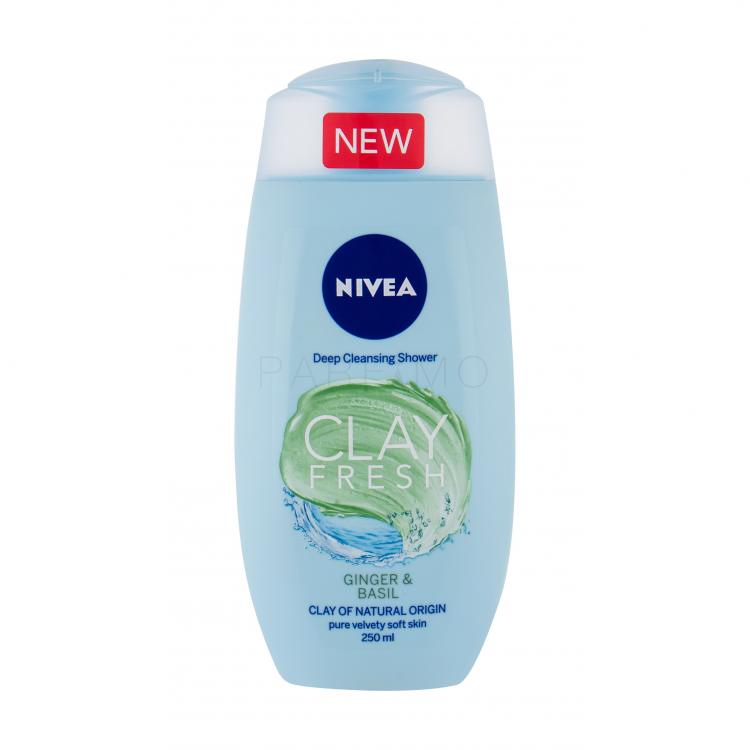 Nivea Clay Fresh Gel de duș pentru femei 250 ml Nuanţă Ginger &amp; Basil